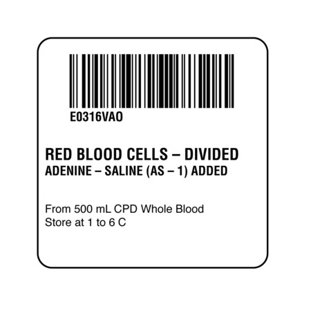 ISBT 128 Red Blood Cells Adenine-Saline Part 1 2 X 2